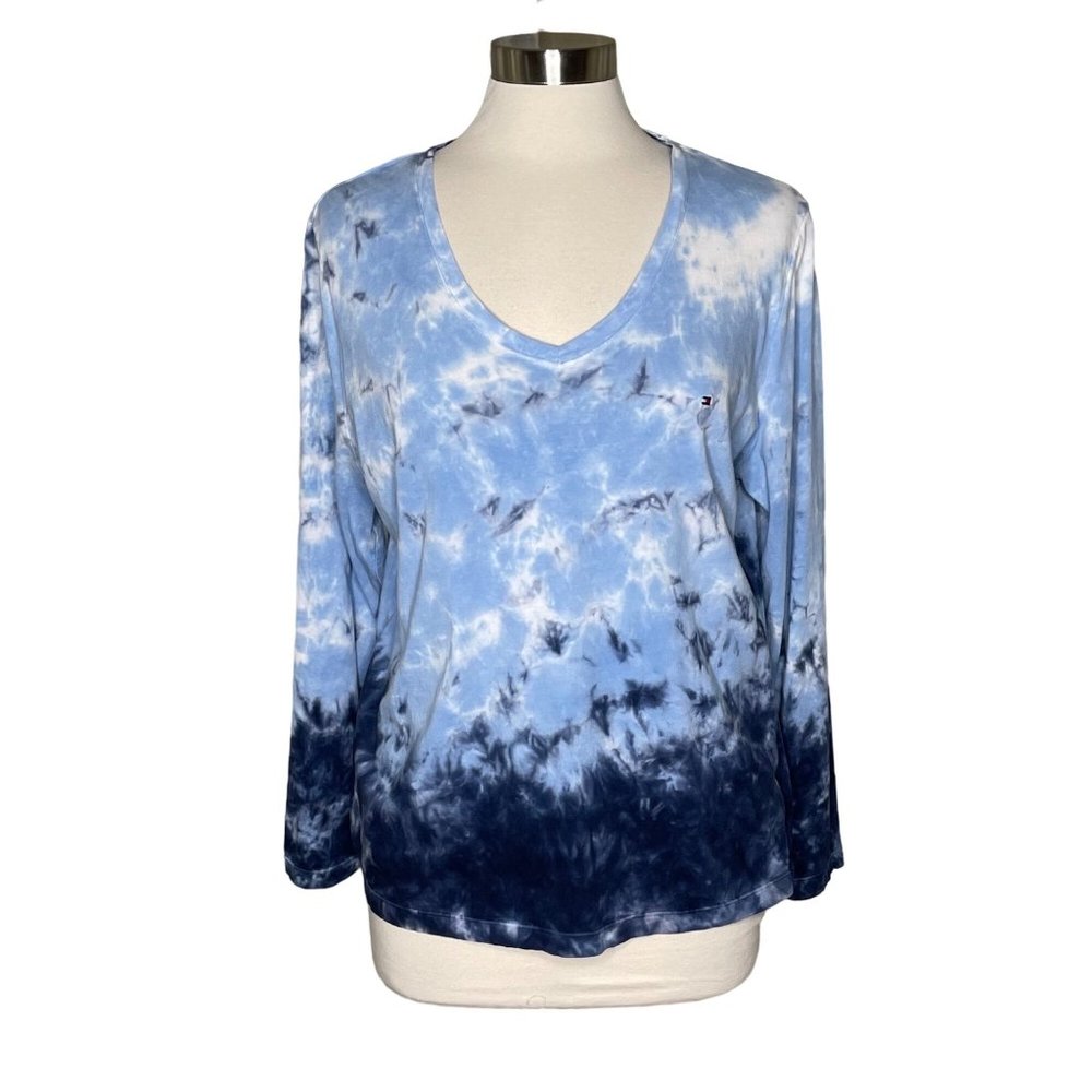 Tommy Hilfiger XL tie dye long sleeve tee blue